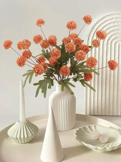 2pcs Artificial Chrysanthemum, Daisy & Dandelion Plants, Modern Fake Flower Stems For Home Decor, Room Decor, Bedroom, Living Room, Wedding, Back To School, Tabletop, Vase, Office, Outdoor Garden, Party, Spring & Summer, Gift, Birthday