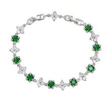 1pc Fashionable White Gold Four-Leaf Clover Colorful Men's Copper Zirconia Silver Bracelet Jewelry, Hip-Hop Punk Men's Patchwork Bracelet, Suitable For Men's Daily Wear - Bracelet - View 9