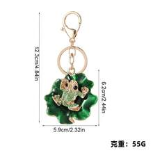 New Arrival High-Quality Lotus Leaf Frog Keychain, Unique Oil Drop Car Key Chain, Bag Pendant, Exquisite Small Gift, Beach Bohemian Iron Ornament, Suitable For Winter - Lotus Leaf Frog - View 2