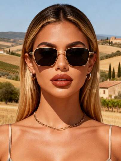 1副女士铜色全框复古眼镜，经典新款四季皆宜，优雅时尚，适合高尔夫、驾驶、外出等场合，是送礼佳品，也适合驾驶、户外休闲活动、海滩派对、街拍、音乐节、派对等场合佩戴。