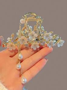 Boho Flower Faux Pearl Decor Hair Claw Clips For Women Elegant Fall Winter Hair Accessories Vacation Outfits Hair Clamps Hair Jaw Clips Hair Catcher Clutch DZMO - 彩色 - 查看 4
