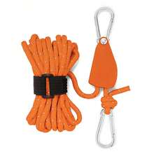 4M Camping Tent Rope Fastener Fixed Buckle Pulley Tensioner Ratchet Hangers Lights Lifting Camping Awning Wind Rope - Black - View 8
