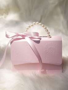 10pcs Exquisite Embossed Gift Boxes With Satin Ribbon And Pearl Handles, Available In Multiple Sizes, Suitable For Weddings, Birthdays And Various Occasions - Pink - View 6