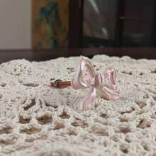 少女粉色陶瓷蝴蝶结橱柜把手，可爱INS风梳妆台抽屉单孔拉手旋钮 - A - 查看 3