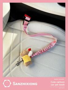 1pc Dog Car Safety Leash With Reflective Webbing, Elastic Retractable Pet Vehicle Tether - A - View 13