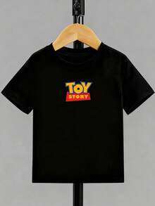 Disney-Childhood Memories Kill! Toy Story Family Photo Children's T-Shirt Buzz Lightyear Woody Denim Printed Cotton Loose Short Sleeve Top - màu đen - Xem 3