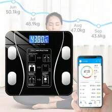 Smart Bluetooth Weight Loss Scale With App Sync - High Precision Body Composition Analyzer For BMI, Fat, Muscle, Water Tracking & Health Insights - Durable Digital Bathroom Scale  - Ideal For Home Fitness & Back To School - 黑色 - 查看 1