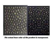 Autocollants pour ongles dorés brillants et étoiles laser - Autocollants en papier pailleté auto-adhésifs avec effet pailleté scintillant, forme de gland, design de dessin animé à usage unique pour manucure et pédicure, décoration d'ongles - Multicolore - Voir 15