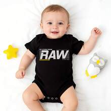 Baby Infants All-Match  Raw Denim Urban Style Print Crew Neck Short Sleeve Bodysuit | Soft Comfortable Cotton Fabric Soft Cotton Cool Wearing Cozy & Sweet New Born, Baby Shower Gift - 黑色 - 查看 9