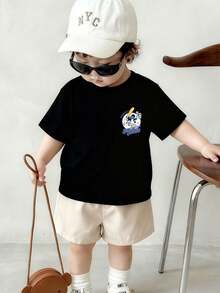 Disney-A Must-Have For Energetic And Cute Children! Mickey Mouse Joint Baseball T-Shirt No. 28 Number+PERFECT Slogan Versatile For Daily Use - 黑色 - 查看 3
