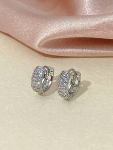 1pc Micro-Inlaid Zirconia Earring Hoop, Niche Luxury Versatile Earring Accessory, Suitable For Daily Wear - Earrings - View 2