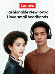 Lenovo LS101 Retro Fashionable Bluetooth Headphones With Colorful Lighting Effects, Surround Sound, ENC Noise Cancellation, Long Battery Life, Suitable For Smartphones And Computers - Brown - View 2