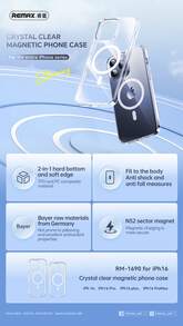 REMAX RM-1690 手机壳高清防黄变强磁吸金属悬浮支架防震办公游戏日常使用 - 彩色 - 查看 2