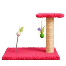 Arranhador Poste de Sisal Para Gatos com Brinquedo Interativo - Mola - Rosa - Visão 2