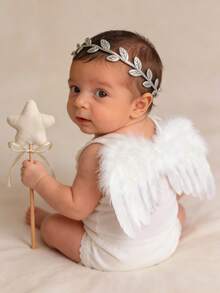 Infant INS Style 100 Days/Full Moon Banquet/Themed Party Photography Props Magic Wand + Angel Wings + Headband 3 Pieces Set White/Pink Optional - Multicolor - View 7