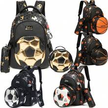 3件套球形背包，可爱女童书包带午餐盒，旅行背包，适合学前班、幼儿园、小学生，可装学习用品 - 球類書包 - 查看 2