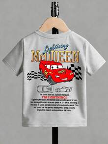 Disney Cars Lightning McQueen Kids' Tee, Double-Sided Print Cool Kids' Wear - 淺灰色 - 查看 2