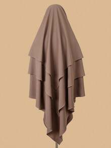 1pc Women's Elegant Solid Color Three-Layer Hooded Robe, Chador, Khimar, Jilbab, Breathable Sun Protection Headscarf, Suitable For Casual Outdoor Wear In All Seasons - Multicolor - View 22