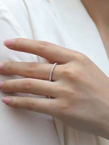 925er Sterling Silber Moissanit Ring, hypoallergen, Verlobungs-/Eheringr, minimalistisches einzigartiges Design, vielseitig für den täglichen Gebrauch, Hochzeits-/Jahrestags-/Geburtstagsgeschenk, kommt mit Geschenkbox und Zertifikat - Silber - Übersicht 3