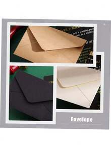 20-30pcs Vintage Square Mini Envelopes, Fresh Kraft Paper Envelopes, Small Cards, Ins Style, White & Black, Simple - Multicolor - View 5