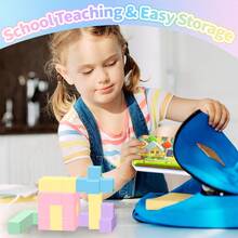 磁性积木旅行玩具，适合3岁以上儿童，磁性立方体STEM学习套装，带铁质收纳盒，便携式拼装玩具，适合男孩和女孩 - 彩色 - 查看 4