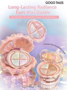 GOGO TALES Palet Eyeshadow Pearl Gloss 4 Warna, Highlighter Pearl Gloss, Tahan Lama dan Anti Luntur, Palet Mini Portabel, Cocok Untuk Pemula GOGOTALES - #G01 Cahaya Bulan - View 2