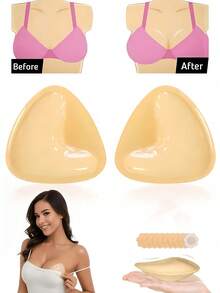 Miếng độn ngực hai mặt, miếng độn ngực nâng ngực, miếng độn ngực tự dính, miếng dán ngực hình tam giác bằng silicon thoáng khí, miếng độn ngực dày dặn có thể tái sử dụng dành cho nữ, dùng cho áo ngực thể thao không dây, bikini, đồ bơi, miếng dán ngực, miếng dán ngực màu trắng tuyết, trang phục hóa trang. - Nhiều màu - Xem 4