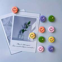 5/10pcs Cute Smiling Face & Heart Shaped Plastic Round Refrigerator Magnets, Colorful Decorative Magnets For Fridge, Kitchen, Home Decor, DIY Crafts, Holiday, Birthday, Graduation Gifts - Multicolor - View 6