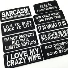 9pcs Embroidered Patch Iron On Black White Letters, Sew On DIY Clothing Patches For Jacket Backpack Hat Denim, Washable Reusable Slogan Patches Set - F - View 2