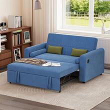 2 Seater Sofa Bed, 3-In-1 Convertible Fabric Pull Out Sleeper Sofa With 3-Position Adjustable Backrest, Side Pockets For Living Room, Guest Room (Blue, 2 Seater Sofa Bed) - Blue - View 11