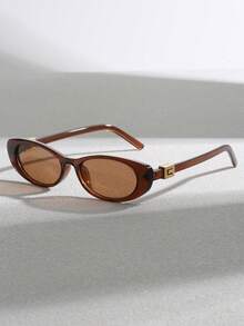 新款椭圆形小框女士优雅时尚眼镜，适合度假和旅行 - 彩色 - 查看 3