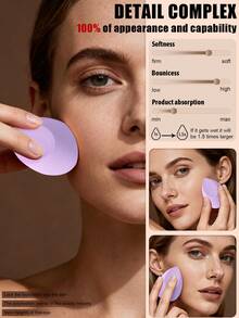 51pcs/4pcs/1pc Full Makeup Brush Set Includes 20 Soft Makeup Brushes-Such As Powder Brush, Blush Brush, Contour Brush, Highlight Brush, Foundation Brush, Nose Shadow Brush, Eyeshadow Brush, Eyebrow Brush, Lip Brush, And Detail Brush-Plus 1 Travel Waterproof Makeup Bag, 12 Triangular Powder Puffs, 4 Liquid Beauty Eggs, 6 Finger Powder Puffs, 6 Mini Beauty Eggs, And 2 Facial Cleansing Puffs-Ideal For Beginners, Professional Makeup Artists, And Novice Beauty Practitioners - Purple - View 7