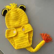 新生儿摄影道具套装，钩针编织狮子服装套装，适合婴儿摄影，男女宝宝通用婴儿服装道具 - 彩色 - 查看 9