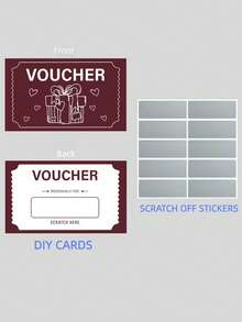 20张刮刮卡优惠券，带刮刮膜，趣味刮刮设计，营造气氛，适用于婚礼用品、周年纪念、生日、节日、派对和游戏，礼品券 - 彩色 - 查看 8