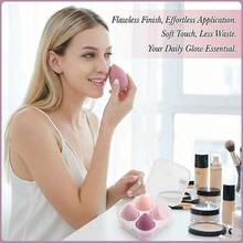 4 Pcs Dry And Wet Use Makeup Sponge Set Blender Beauty Foundation Blending Sponge For Liquid Cream In Pink And White - Pink *4 - View 7