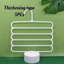 5/10pcs Multi-Functional 5-Layer Non-Slip Clothes Pants Hangers, Wardrobe Garment Rack, Scarf Organizer, Pants Hanger, Retail Display Shelf, Powder Coated, Plastic Material,Spring,Minimalist,Summer Tops - White - View 7