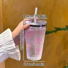 Vaso de plástico transparente con estampado de moño, botella de agua casual para uso diario - Jarrón de plástico letra voila - Ver 3