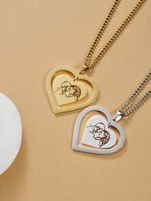 Personalized Heart-Shaped Couple Photo Necklace, Photo Pendant Necklace, Pet Necklace, Birthday Gift, Gift For Her, Bridesmaid Gift, Customized Wedding Gift, New Year Gift Customized Girlfriend Photo Necklace, Women Heart-Shaped Photo Pendant Necklace - Heart-shaped - View 2
