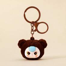 1pc 2026 New Cute Cartoon Flocked Small Bear Head Keychain, Creative Gift, Bag Pendant, Small Accessory - Perfect Gift, Holiday Gift, Interesting Gift - Multicolor - View 10