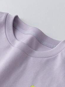 mini bala Young Girl Family Matching Long Sleeve T-Shirt, 100% Cotton, Skin-Friendly, Breathable, Durable Spring Basic Top - Pink Purple - View 6