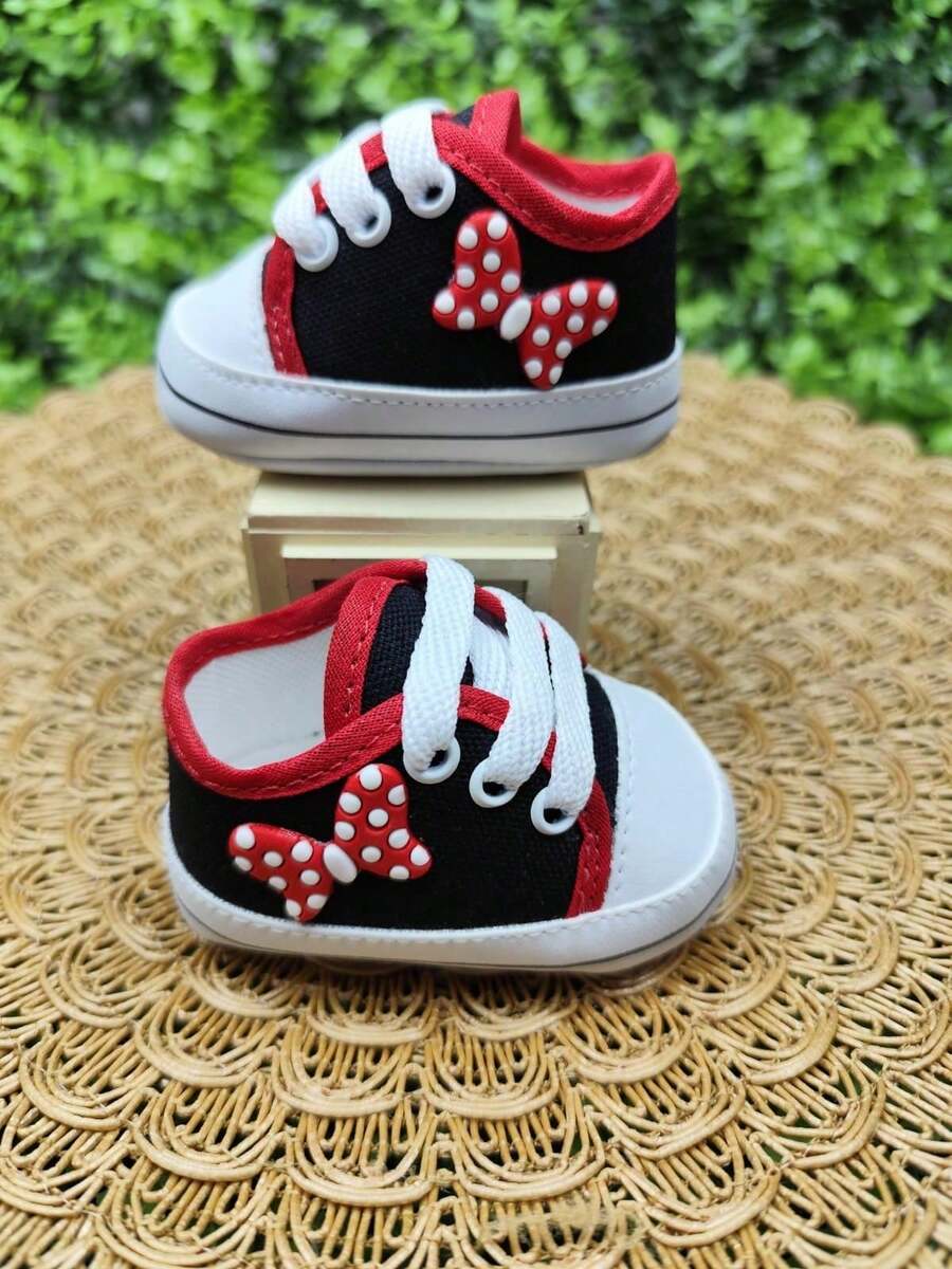 Newborn Baby Shoes, Sneakers, Soft Sole, Multicolored, Casual Outings - Hồng - Xem 1