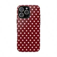 Red Base Pink Polka Dot Phone Case - Shock-Proof Phone Case, Compatible With IPhone 17/16/15/14/13/12/11 Pro Max/Pro Plus/12 Mini/13 Mini, Suitable For Galaxy S26 S25 S24 S23 S22 S21 Plus Ultra Phone Case. - Red Base With Pink Dots - View 3