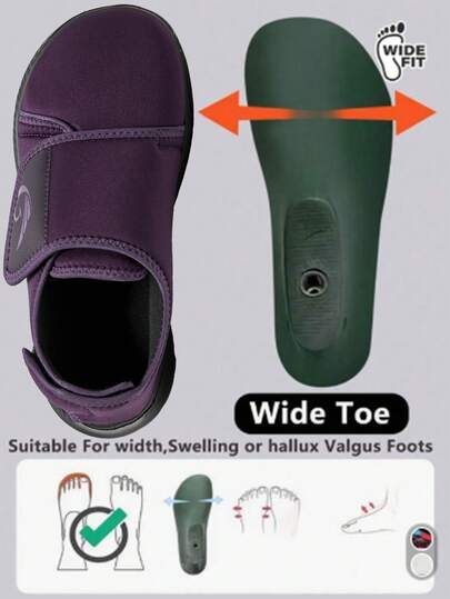 Plus Size Women's Casual Sports Shoes, Adjustable Hook & Loop Closure For Length And Width, Lightweight & Comfortable, Large Size Sneakers