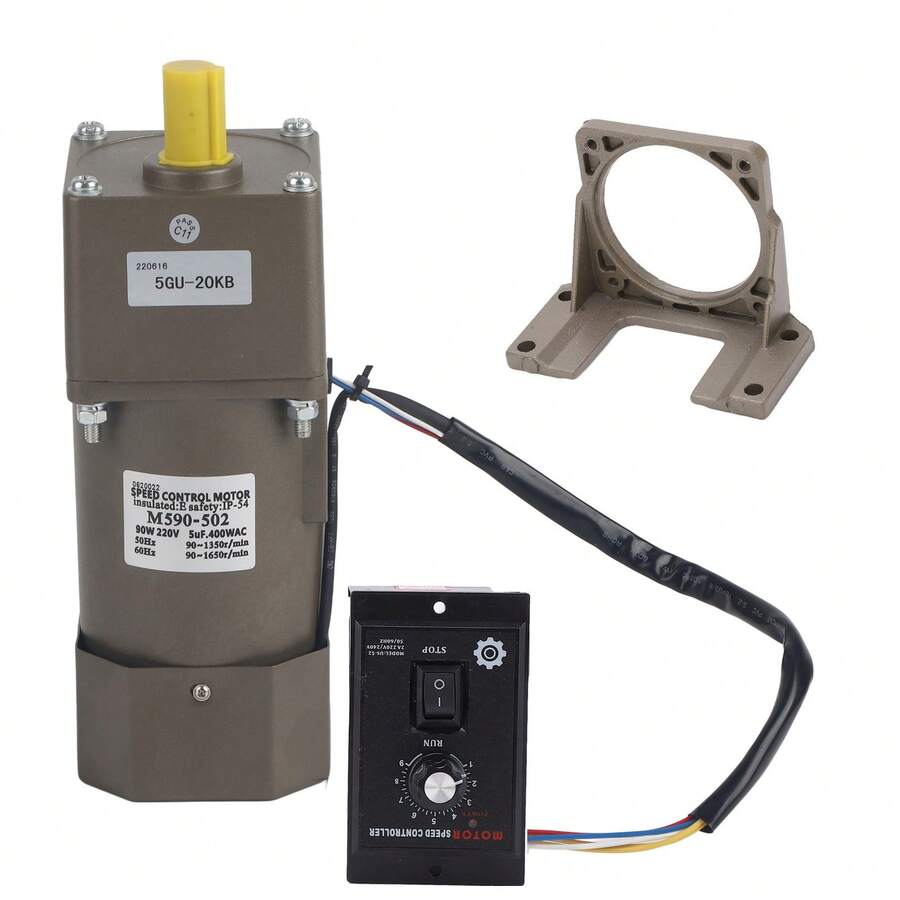 AC 220V 90W Single Phase Asynchronous Gear Motor Deceleration Adjustable Speed(20K) - Marrón - Ver 1