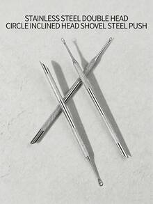 3pcs/1pc Double Head Circular Rake Steel Push Nail Tools, Dead Skin Removal, Manicure Pusher, Stainless Steel, With Slant And Round Head For Removing Dead Skin & Preparing Nails - Silver - View 4