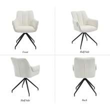 Chairus Set Of 2 360° Swivel Linen Chairs For Kitchen Or Office - Beige - View 7