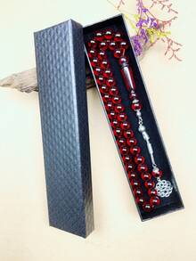 1pc Exquisite Beaded Necklace, 45pcs 10mm Acrylic Middle Eastern Luxury Accessory, High-End Gift Box Packaging, Eid Mubarak Prayer Beads - Multicolor - View 2