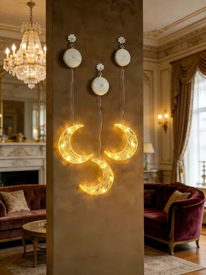 1pc 10-Head Star 3-Section 7-Number Acrylic Hollow Suction Cup Battery Lamp, Home Decor Star Lamp, Living Room Decor Suction Cup Battery Lamp String, 5-Pointed Star Suction Cup Battery Lamp String, Fairy Lamp, Office Decor Lamp, Party Decor LED Lamp, Holiday Decor 5-Pointed Star Battery Lamp, Fairy Lamp, Camping Lamp, House Star Moon Suction Cup Decor Battery Lamp, Room Decor Moon Star Suction Cup With Hook Battery Lamp