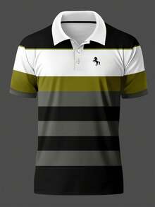 Áo Polo tay ngắn tối giản phong cách công sở dành cho nam giới cỡ lớn - Màu xanh Ô liu - Xem 2