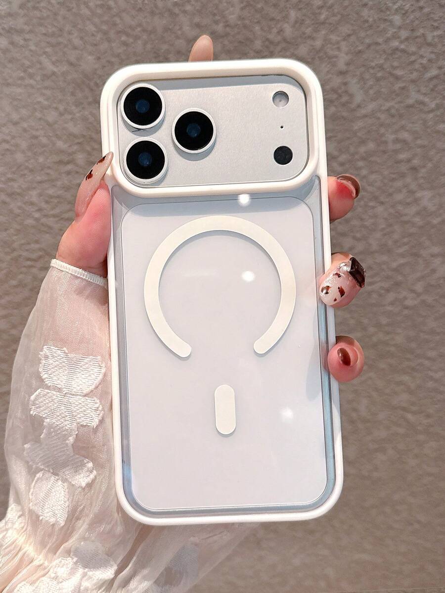 Acrylic Material White Rim Transparent Magnetic Phone Case Compatible With IPhone 17 Pro Max/17 Pro/17/16 Pro Max/16/16 Pro/16 Plus/11/15/15 Pro/15 Pro Max/12/13/14 Pro Max/12 Pro/12 Pro Max/13 Pro/13 Pro Max/14 Pro/14 Pro Max/14 Plus, Hard Shell, Anti-Yellowing